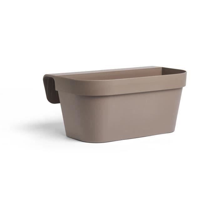Giardiniera+gancio - GARDEN ID Star - Tortora 50 x 21 cm - Fissaggio facile - Riserva d'acqua - riciclato e riciclabile al 100%