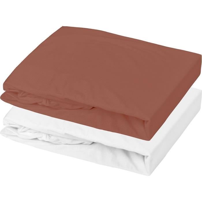 Lot 1 alèse + 1 drap housse - P'TIT DODO - 70 x 140 cm - Blanc / Tomette