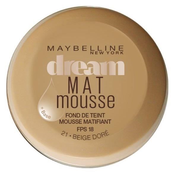 Maybelline New York - Fond de Teint Mousse Matifiant - FPS18 - Dream Matte Mousse - Beige Doré (21)