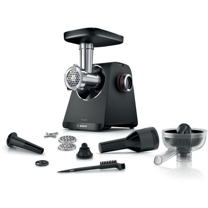 Tritacarne Serie 4 - BOSCH - MFWS430B - 3 griglie di macinazione - Retromarcia - Nero