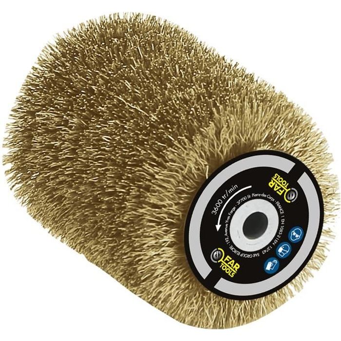 Spazzola metallica in ottone 0.3mm Ø80mm - L 100mm per spelare / sgrassare