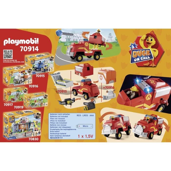 PLAYMOBIL - 70914 - DUCK ON CALL - Véhicule de pompier