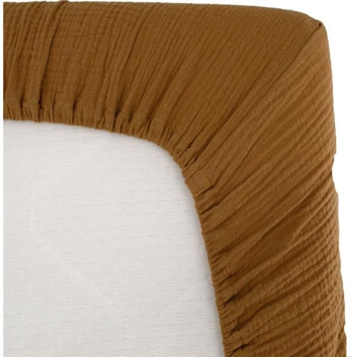 Lenzuolo con angoli fasciatoio - DOMIVA - AU FIL DE L'EAU - Caramello - 60 x 120 cm