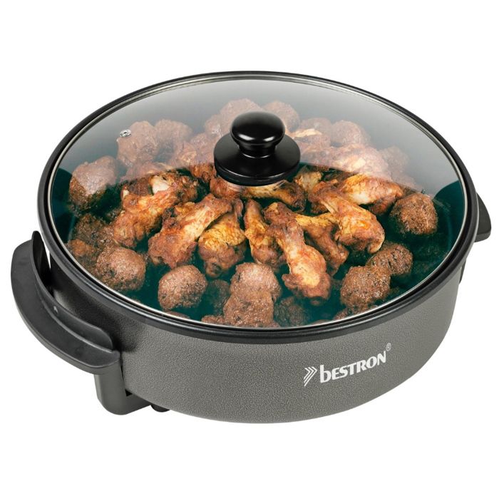 Bestron Poele électrique multifonctions antiadhésive, 1500 W, Noir