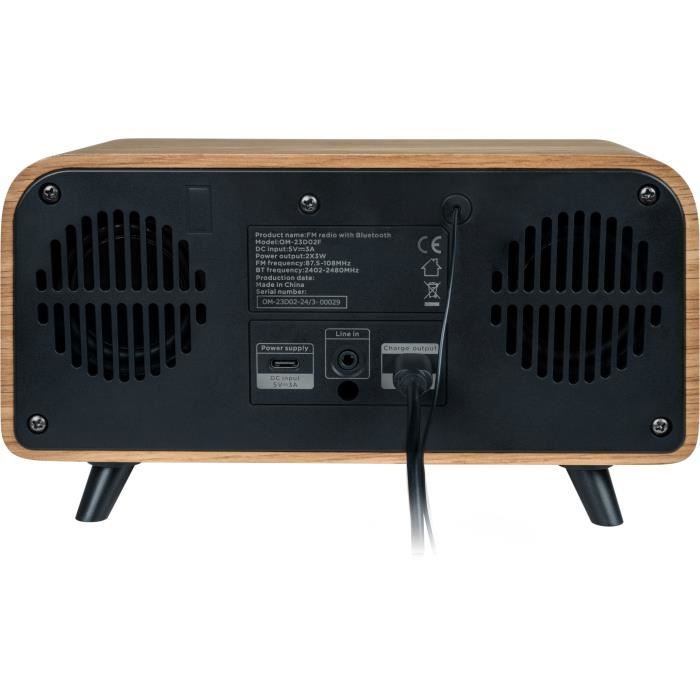 Image secondaire de Radio-réveil Bluetooth - THOMSON - Vintage Cosy - 30W, Radio FM, Double alarme, Écran LCD, Chargeur USB-C, Alim. 230V