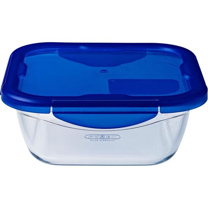 Bo�te carr�e avec couvercle - PYREX - 1451030 - 16 x 16 cm -800 ml - Cook & Go - Base en verre borosilicate