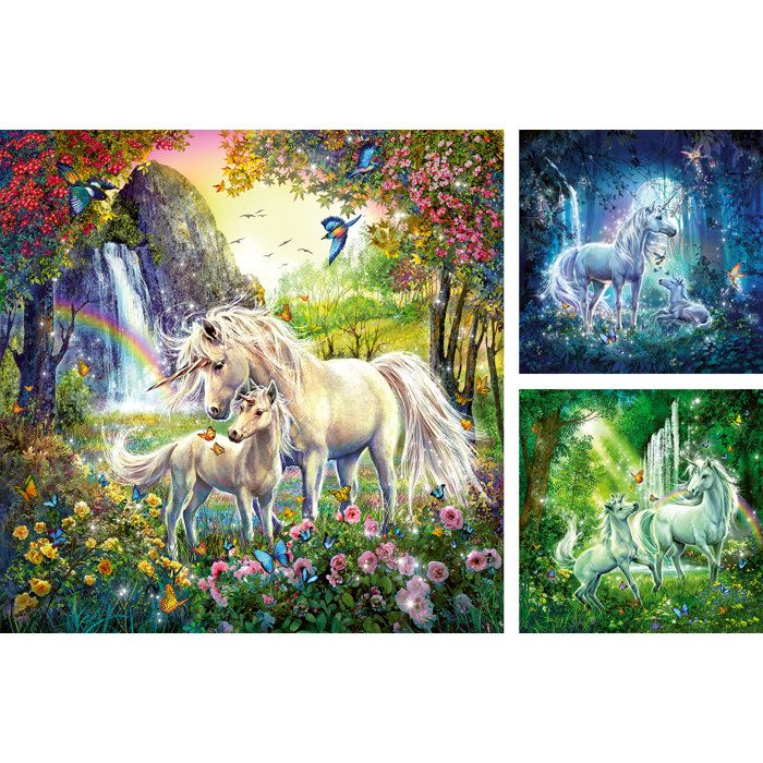 Image secondaire de Puzzle Les Licornes - 3 x 49 Pièces pour Enfants