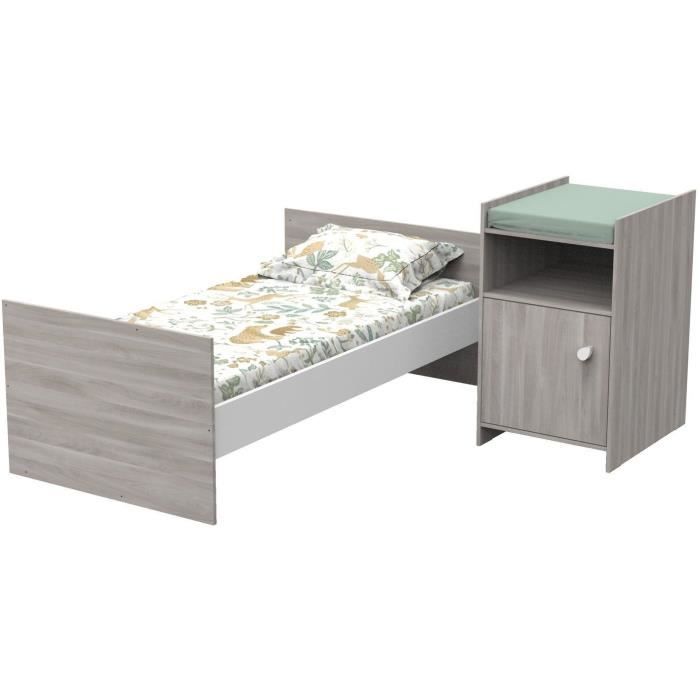 Image secondaire de Lit bébé combiné évolutif 120x60cm avec commode à langer - Babyprice Up Chêne