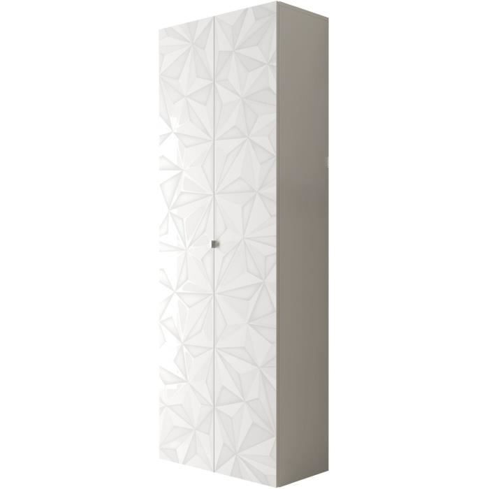 Image secondaire de Armoire de rangement moderne 2 portes - Blanc laqué - 3 étagères