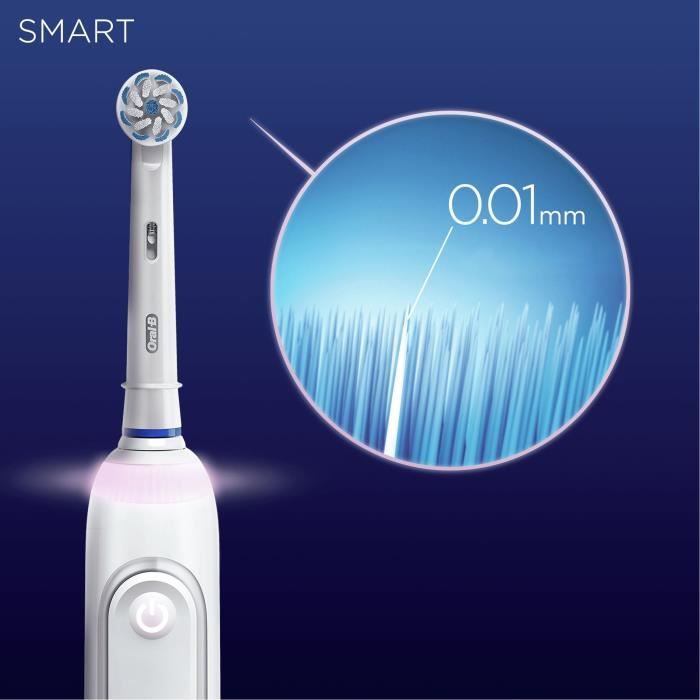 Brosse a dents électrique ORAL-B Smart Sensitive Rechargeable 1 Manche Connecté Bluetooth, 1 Brossette, 1 Étui de Voyage Offert
