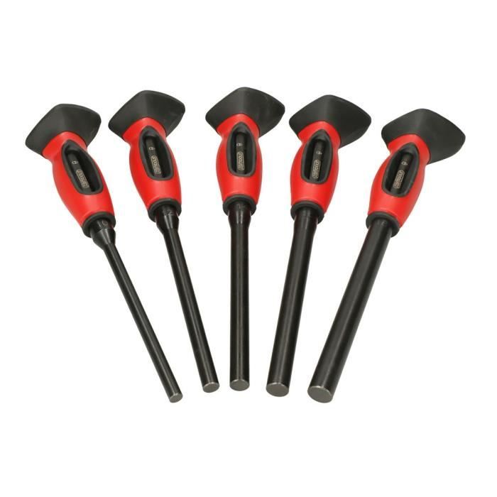 Jeu de 5 chasse-goupilles - KS TOOLS - 156.0222F - Chasse clou brunis - Goupille avec poignée - Avec système anti-vibrations