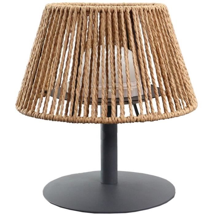 L�mpara de mesa inal�mbrica - LUMISKY - STANDY MINI RAFFY - Al. 22 cm - Rafia natural - LED blanco c�lido y blanco