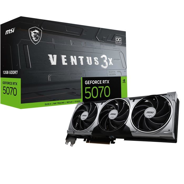 Carte graphique - MSI - VENTUS GeForce RTX 5070 - 12 Go GDDR7 - 3 ventilateurs - Overclocking