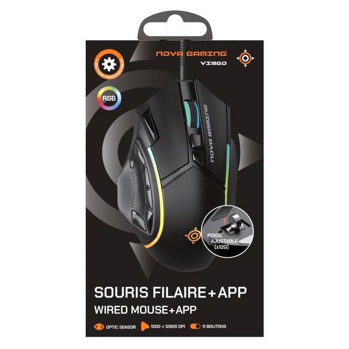 Image secondaire de Souris Gamer Filaire Nova Gaming Virgo avec LED RGB - Noir