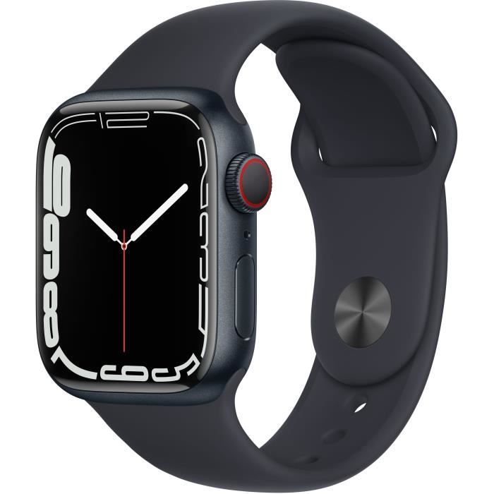 Apple Watch Series 7 GPS + Cellular - 41mm - Boîtier Midnight Aluminium - Bracelet Midnight Sport Band - Regular