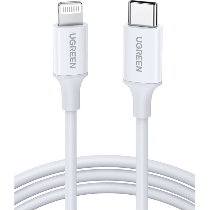 Câble Lightning UGREEN en Silicone USB-C 1m - Blanc Durable