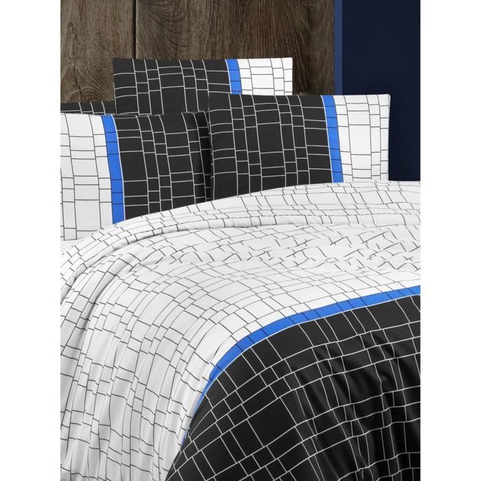 Image secondaire de Parure de lit - 1 housse de couette 220 x 240 cm + 2 taies d'oreiller 60 x 60 cm - 65% coton, 35% polyester - Blanc