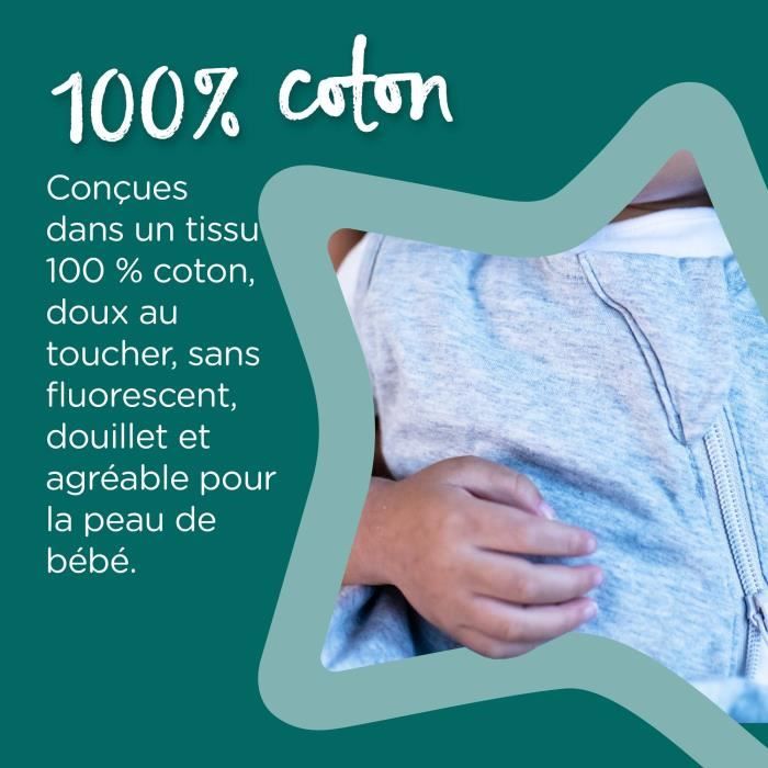 Tommee Tippee - Gigoteuse a Jambes Steppee, vert sauge, Tissu Doux et Riche en Coton - 2.5 TOG - 18-36 mois