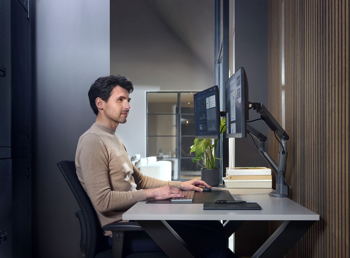 Image secondaire de Support Moniteur Double Bras Dynamic Noir - Compatible 13 à 35 pouces