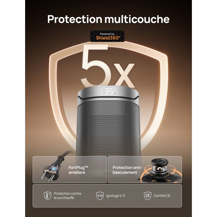 Image secondaire de Chauffage d'appoint hyper-céramique Dreo 1500W - Colonne noire