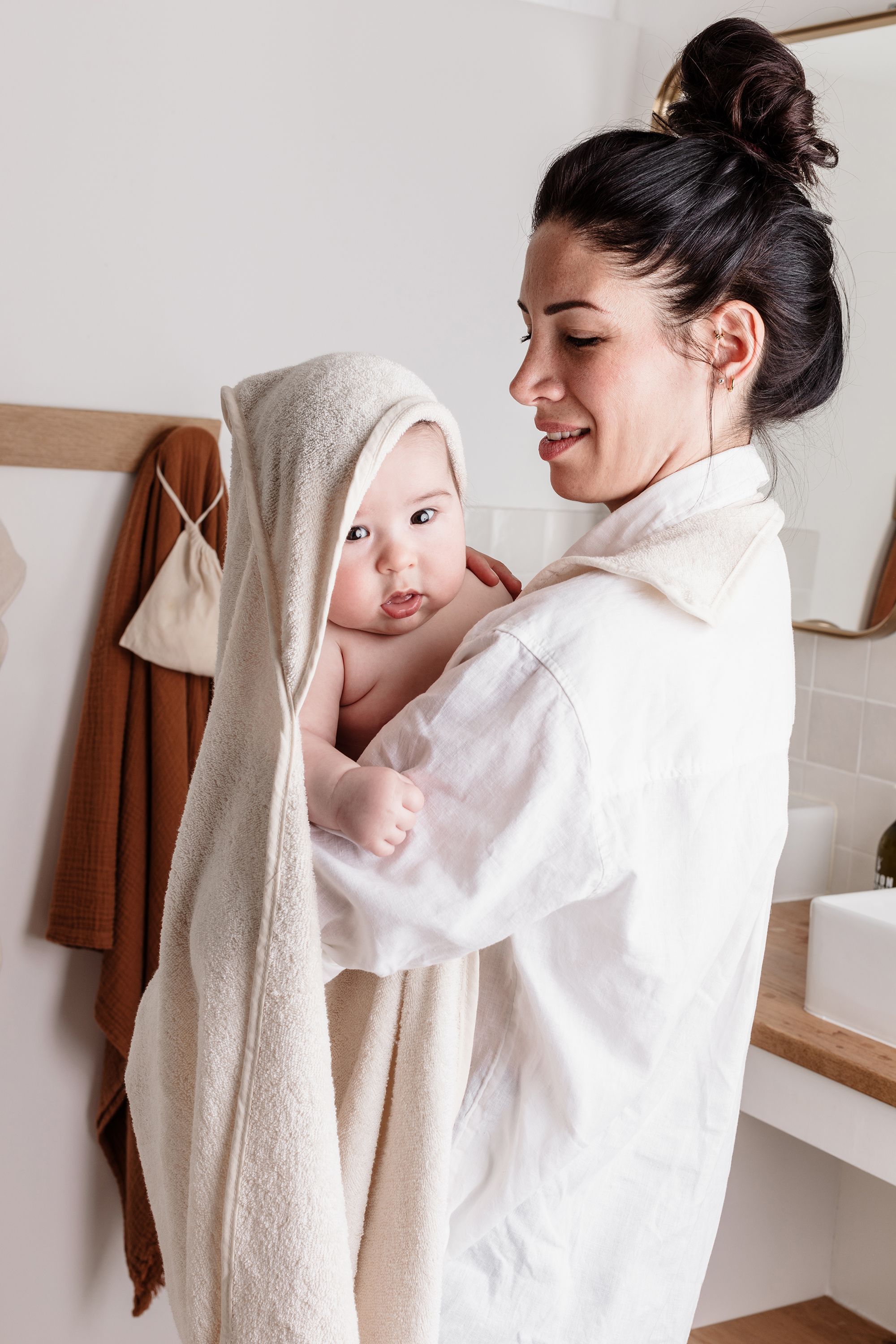 Image secondaire de Drap de bain XXL Parent/Bébé CANDIDE - Écru 100x100 cm