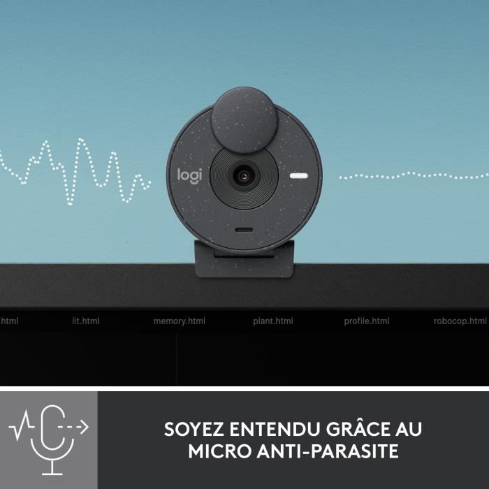 Logitech Brio 300 Webcam Full HD avec confidentialité, micro a réduction de bruit, USB-C - Graphite