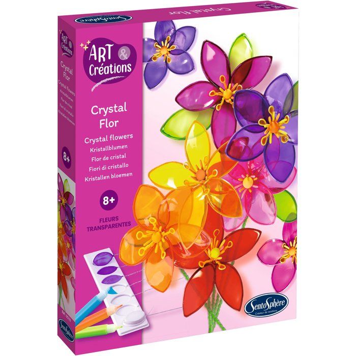 Coffret Peinture Vitrail - Créez 8 Fleurs en Verre Effilé