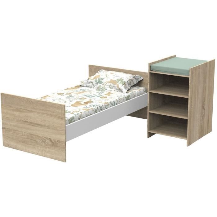 Image secondaire de Lit bébé évolutif 120x60cm en bois avec commode à langer