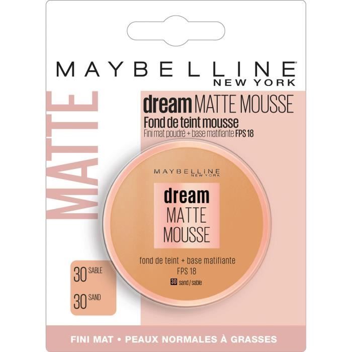 Maybelline New York - Fond de Teint Mousse Matifiant - FPS18 - Dream Matte Mousse - Sable (30)