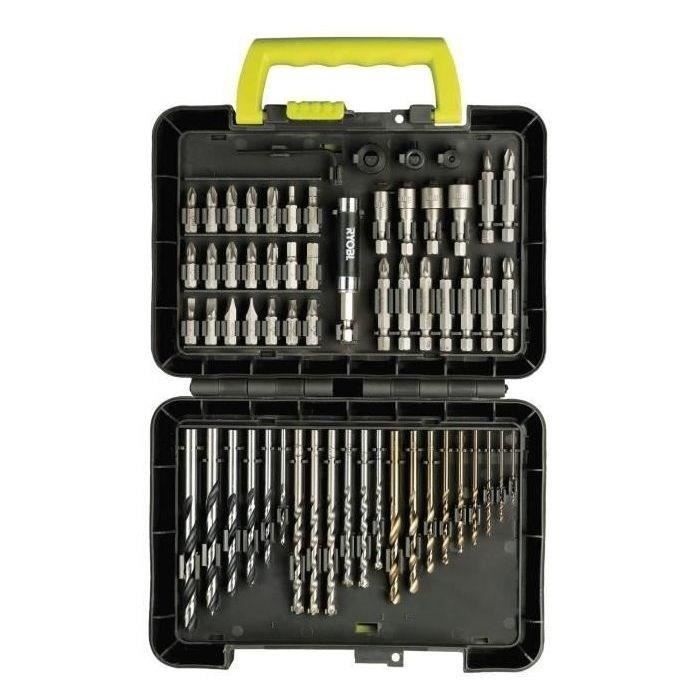 Image secondaire de RYOBI - Coffret 60 accessoires de perçage et de vissage : forets (bois, béton, métal) + 1 porte-embout magnétique - RAK60DDF