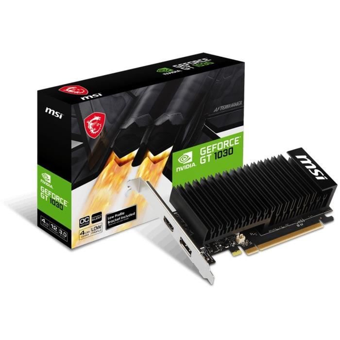 Carte graphique - MSI - GeForce GT 1030 - 4 Go GDDR4 - PCI Express 3.0 - Refroidissement actif