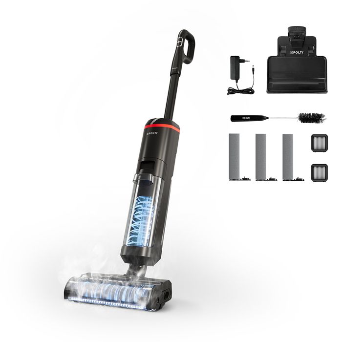 Aspiradora mopa a vapor inal�mbrica - POLTI - RollySteam WD40C - 14000 Pa - 35 min - 0,6 L - Negro