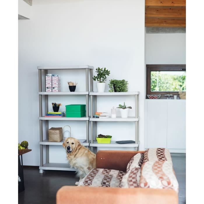 Image secondaire de Étagère pratique 4 étagères en plastique beige - 70 x 45 x 141 cm