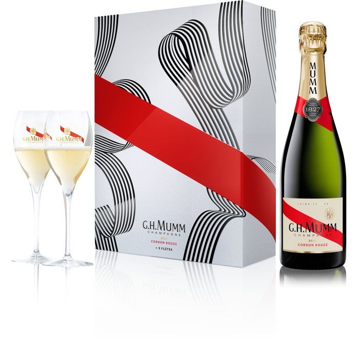 Coffret Champagne Mumm Cordon Rouge avec 2 Flûtes Élégantes