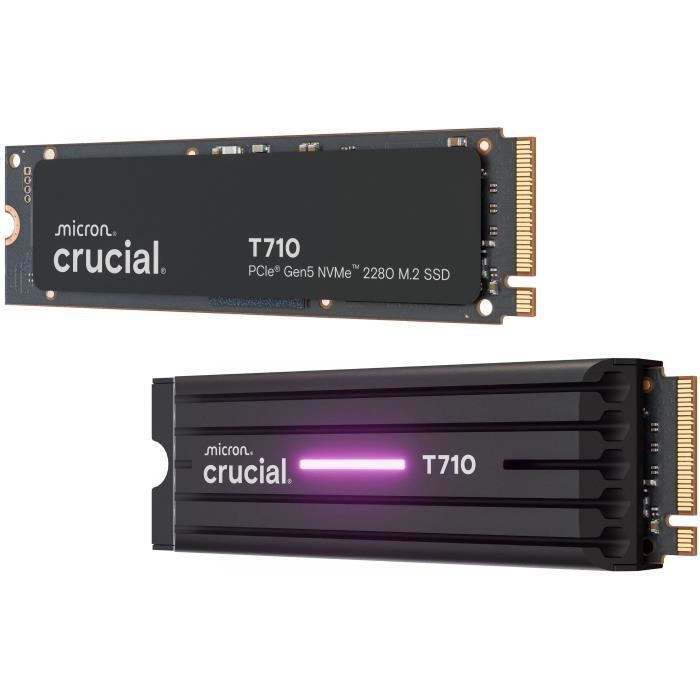 CRUCIAL - T710 - Disque dur SSD - 2 To avec dissipateur - PCIe Gen5 NVMe M.2