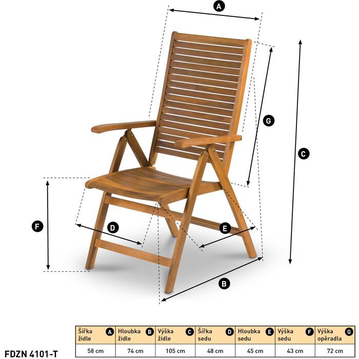 Image secondaire de Chaise de Jardin Réglable en Bois d'Acacia - Fieldmann FDZN 4101-T