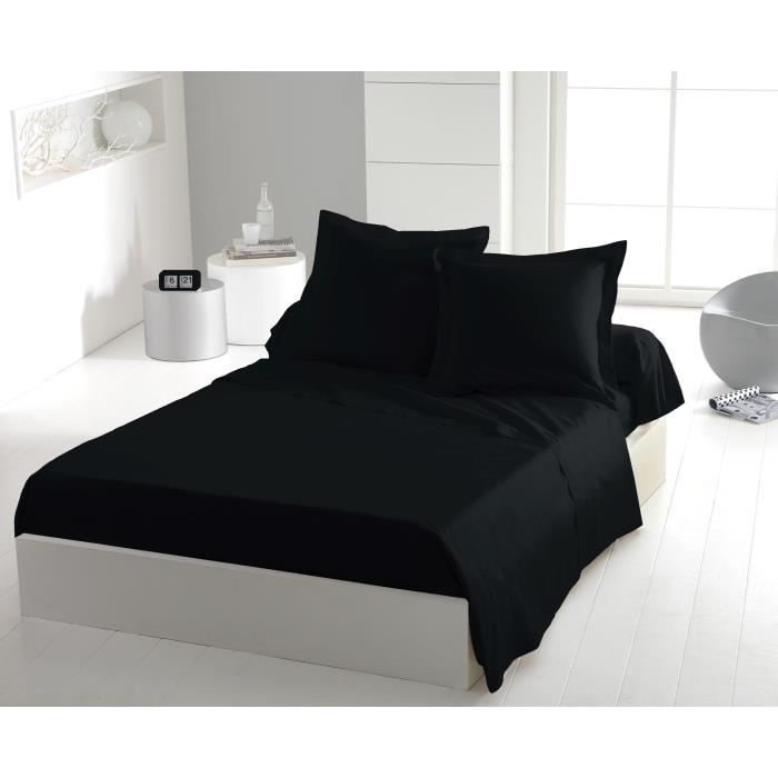 Drap Plat Microfibre Noir 180 x 290 cm - HOME LINGE PASSION