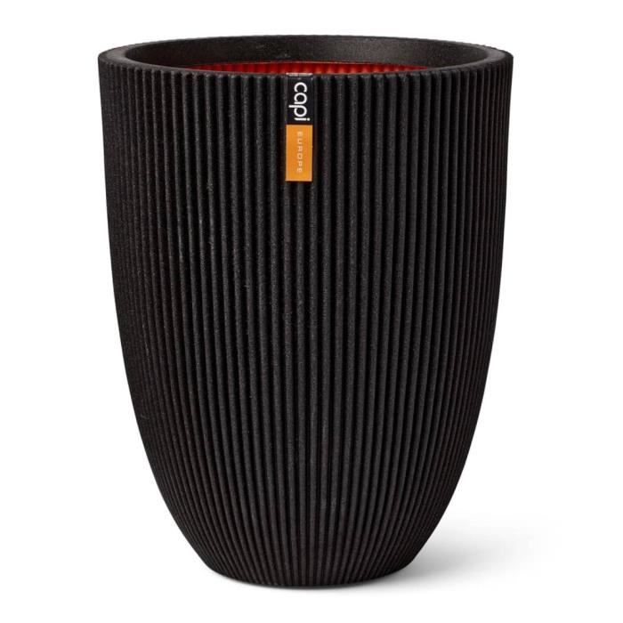 Image secondaire de Vase Élégant Groove Noir 46x58 cm - CAPI EUROPE