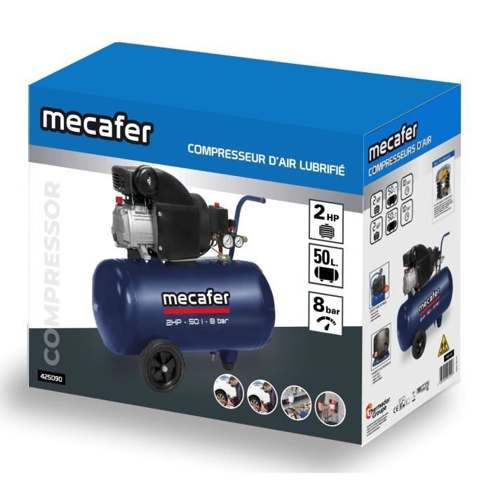 Image secondaire de Compresseur MECAFER 50L 2HP 8 Bar - Performance Optimale