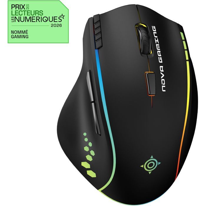 Souris Gaming Sans Fil Nova Gaming Persee - Noir Ergonomique