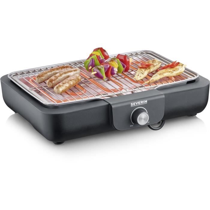 Barbecue elettrico da tavolo - SEVERIN - PG8554 - Superficie di cottura 37 x 29 cm - Vaschetta per l'abbattimento di odori e fumi