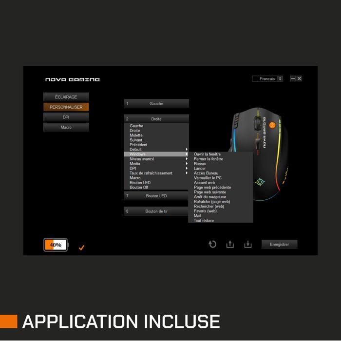 Image secondaire de Souris Gaming Sans Fil Nova Gaming Persee - Noir Ergonomique