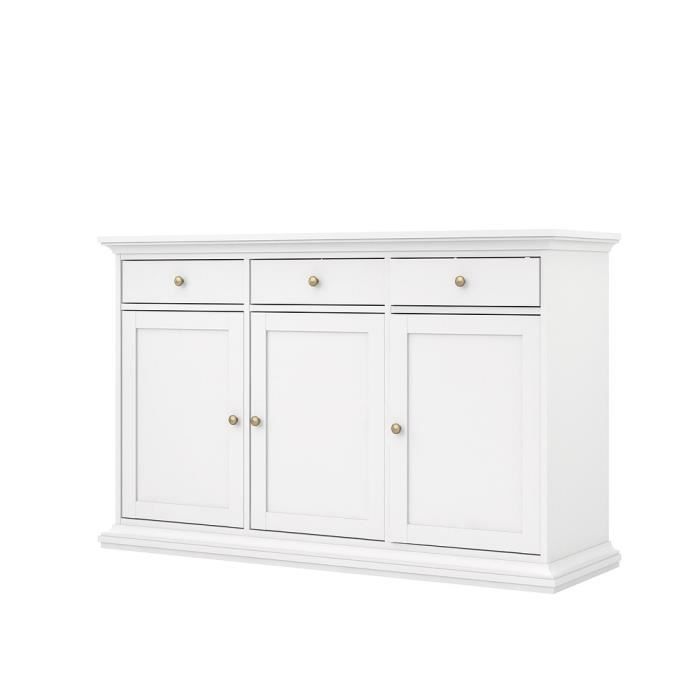 Enfilade - Blanc - 3 portes + 3 tiroirs - TVILUM - L 143,7 x P 46,1 x H 91,7 cm