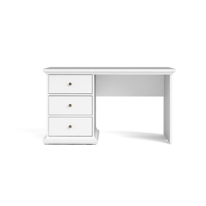 TVILUM Bureau 3 tiroirs - Blanc - L 102,6 x P 41,6 x H 80,8 cm - PARIS