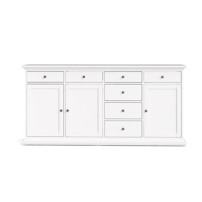 TVILUM Enfilade 3 portes 7 tiroirs - Blanc - L 188,6 x P 46,1 x H 91,7 cm