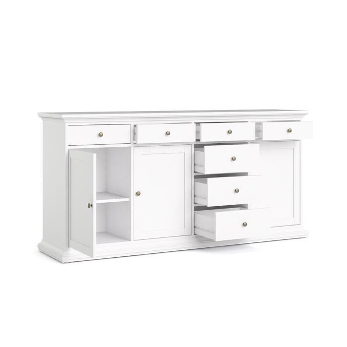 TVILUM Enfilade 3 portes 7 tiroirs - Blanc - L 188,6 x P 46,1 x H 91,7 cm