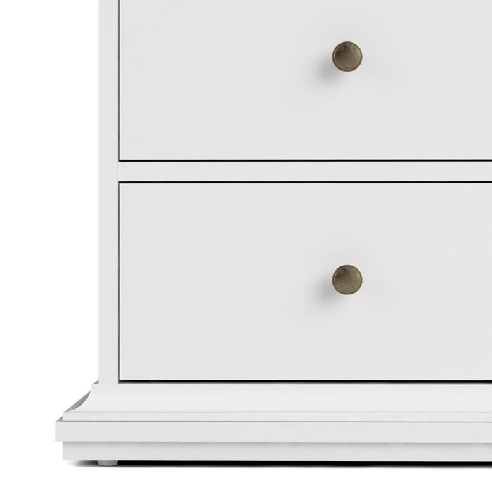 TVILUM Bureau 3 tiroirs - Blanc - L 102,6 x P 41,6 x H 80,8 cm - PARIS