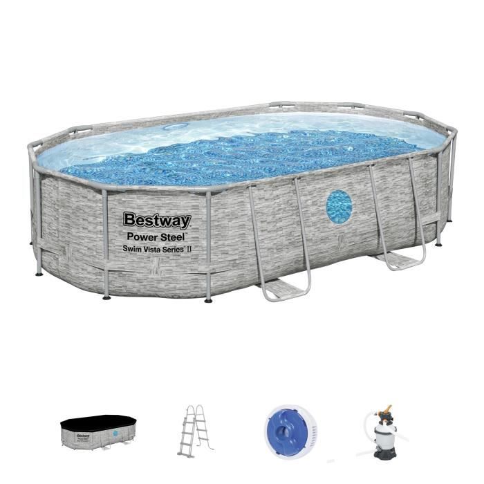 Kit Piscine Hors Sol Tubulaire BESTWAY Steel Pro Max - Ovale 488 x 305 x 107 cm