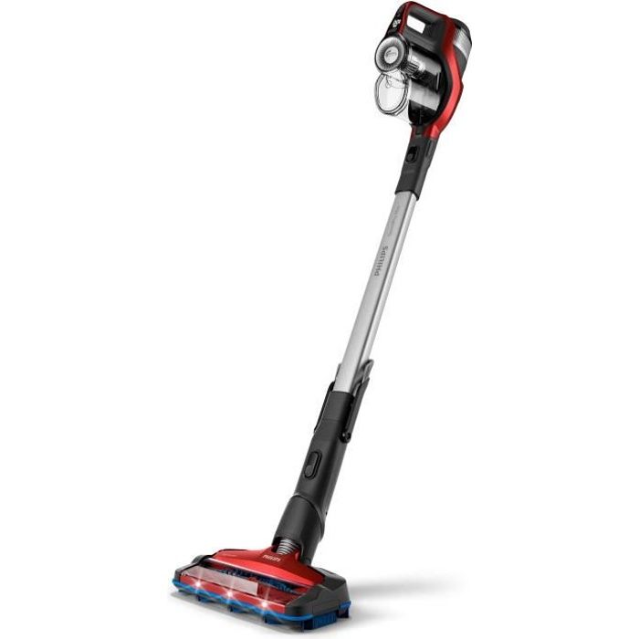 PHILIPS XC7042/01 SPEEDPRO MAX Aspirateur Balais sans fil - 25V - 65min d'autonomie - Brosse Triactive LED aspiration 360° - Rouge