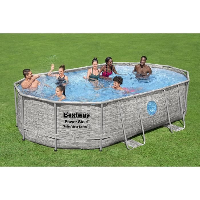 Image secondaire de Kit Piscine Hors Sol Tubulaire BESTWAY Steel Pro Max - Ovale 488 x 305 x 107 cm